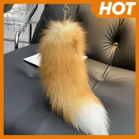 Huge Fluffy Faux Fur Fox Tail Keychain Fur Pendant Key Chain Bags Charm Keys Holder Keyring Keychain Pendant Gift for Women Girl