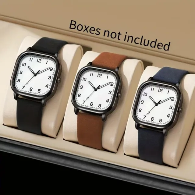 Fashion Square Men Waterproof Watches Simple Luminous Quartz Wristwatches - Image 3
