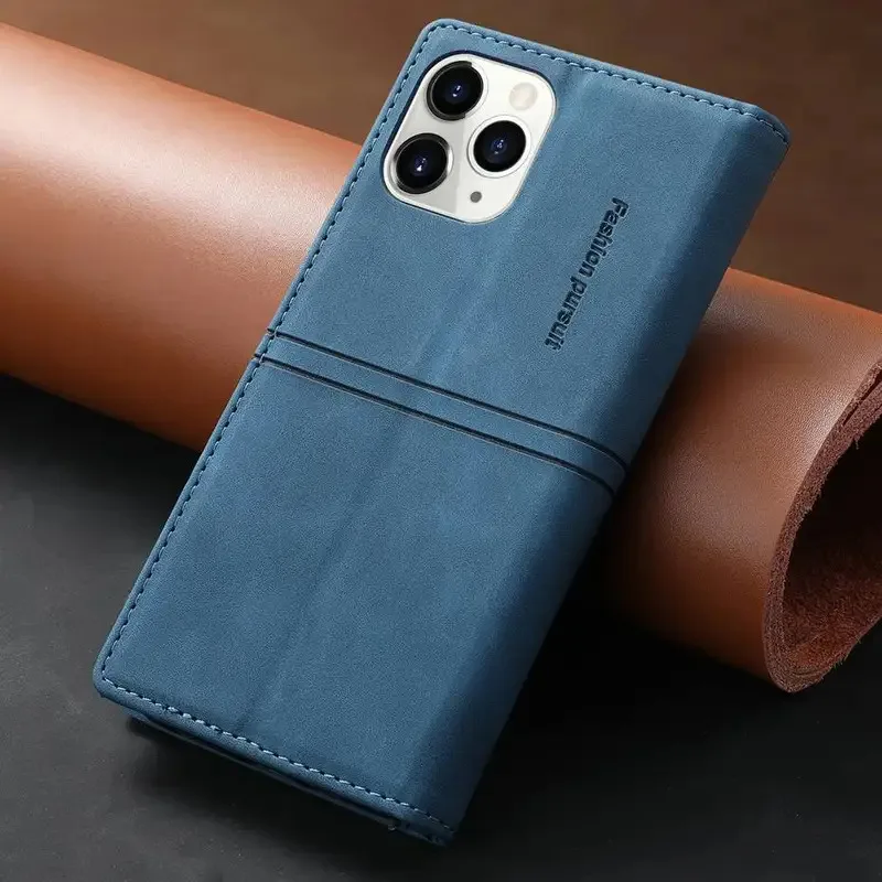 Luxury Leather Flip Wallet Phone Case with Card Holder and Magnetic Closure