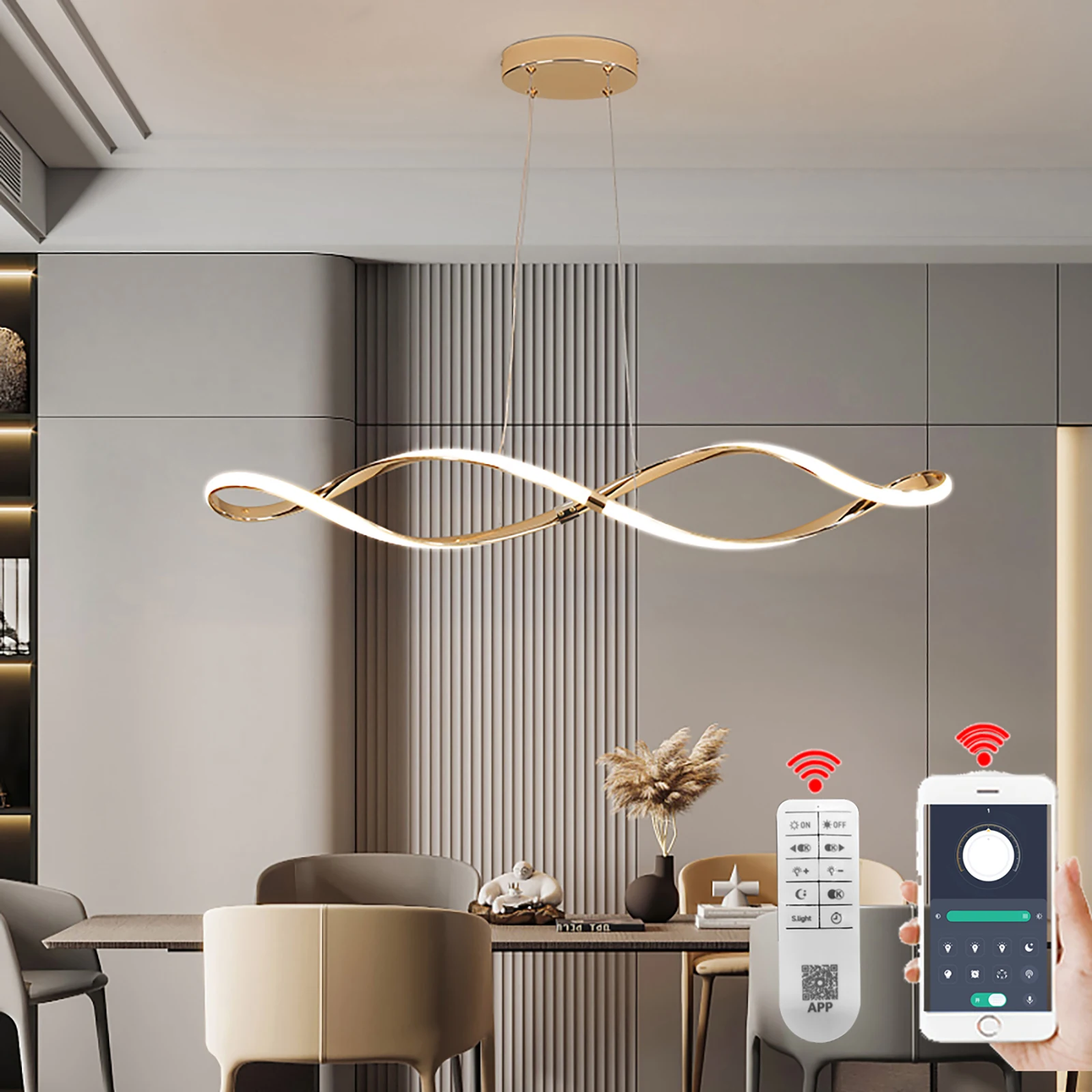 Modern Led Chandelier Dining Table Hanging Light Led Pendant Light for Dining room Kitchen Ceiling hanging lamps L100cm W/remote Pendant Lights Pendant Lamp Chandelier Lighting
