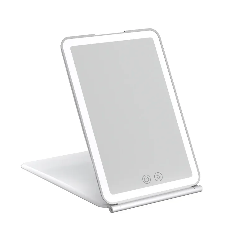LED Folding Vanity / Makeup Mirror Rechargeable Flat LED Makeup Mirror Portable Travel Desktop Flip Make Up