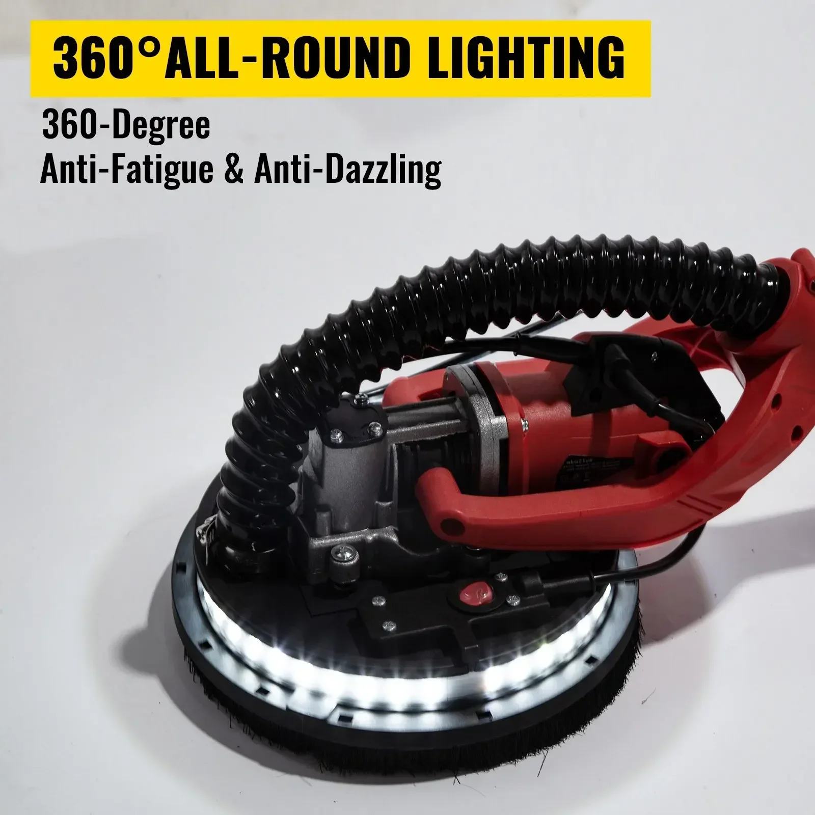 Electric Drywall Polishing Sander VEVOR 750W Polishing Machine Extendable With LED Strip Light Foldable