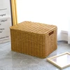 Baskets with Lid Storage Box Cover Closet Organizer Imitation Rattan Baskets  for Clothing Clothes Food  Kitchen  Organizer 5