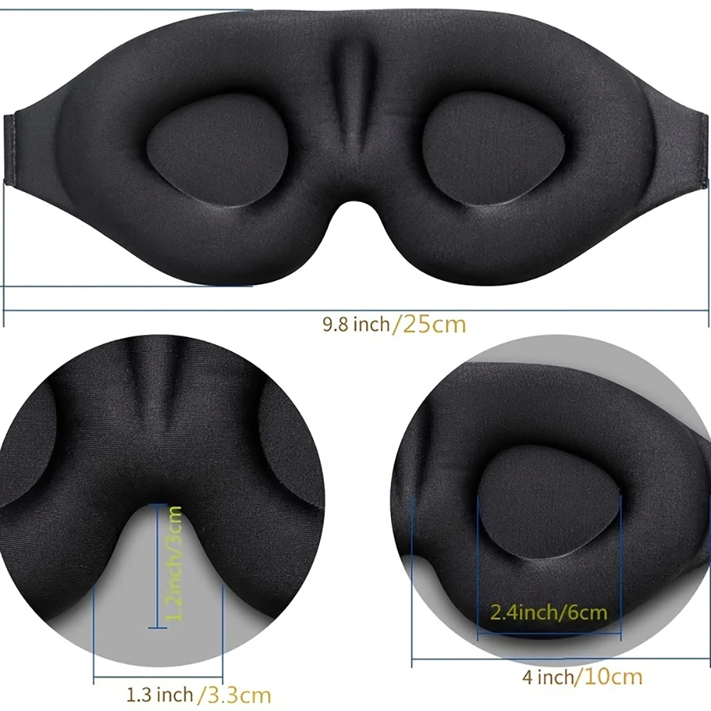 3D Eye Mask Adjustable Suitable for Men and Women with No Pressure on the Eyes Breathable and Light Blocking Eye Mask Black 2