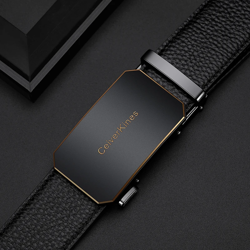 Cinturones de diseñador de moda para hombre 2025, de piel de vacuno auténtica con hebilla automática, cinturones de alta calidad para negocios y ocasiones informales. Regalo ideal._voghion.com