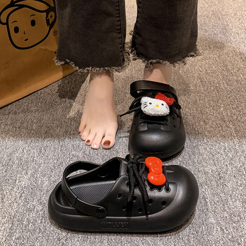 

New Sanrio Hello Kitty Shoes Cartoon Accessories Hole Slippers Women Summer Fashion Sandals Y2K Luxury Design Slippers Cute Gift