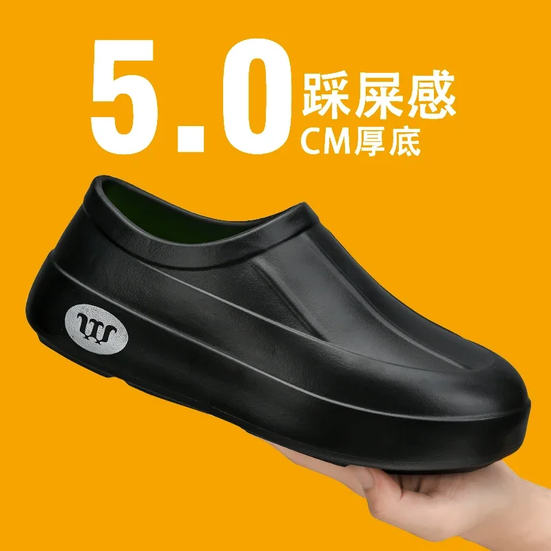 Men's Chef Shoes Oil Resistant Anti Slip Waterproof Quick Drying Luxury Slippers Thick Soles Comfortable Casual Fishing Shoes