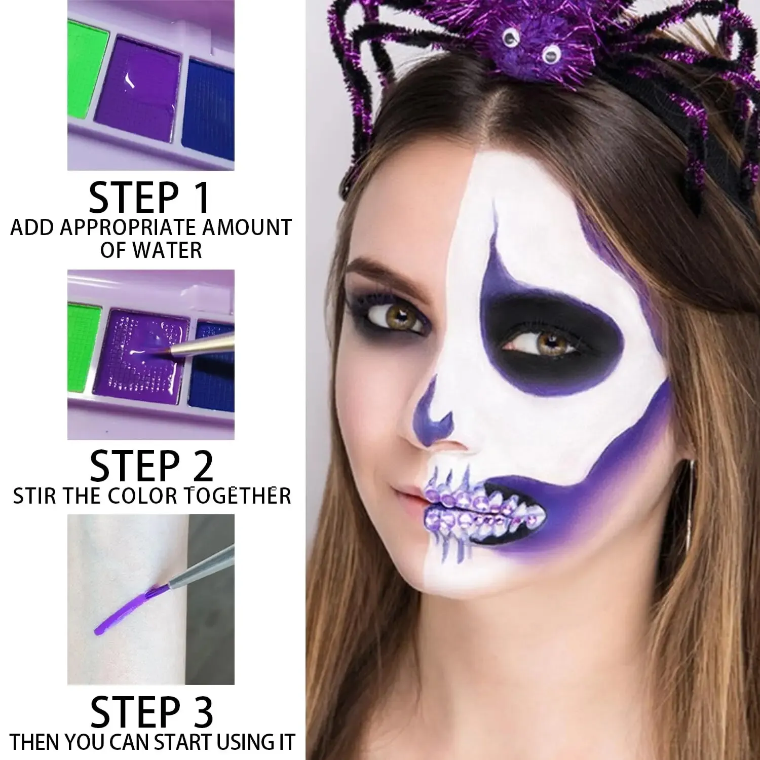 Water Activated Eyeliner Palette Neon Face Paint Colored Halloween Liner Eyeliner UV Blacklight Fluorescent Glow Face Body Paint body face paint,face body paint