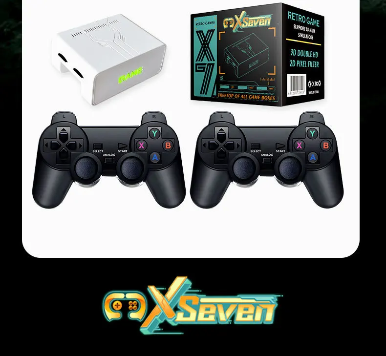 X7 Magic Linux Portable Video Game box Console 2.4G Wireless Tv Stick Retro For PSP Family 4K 64+256G 12000 GAMES With bracket