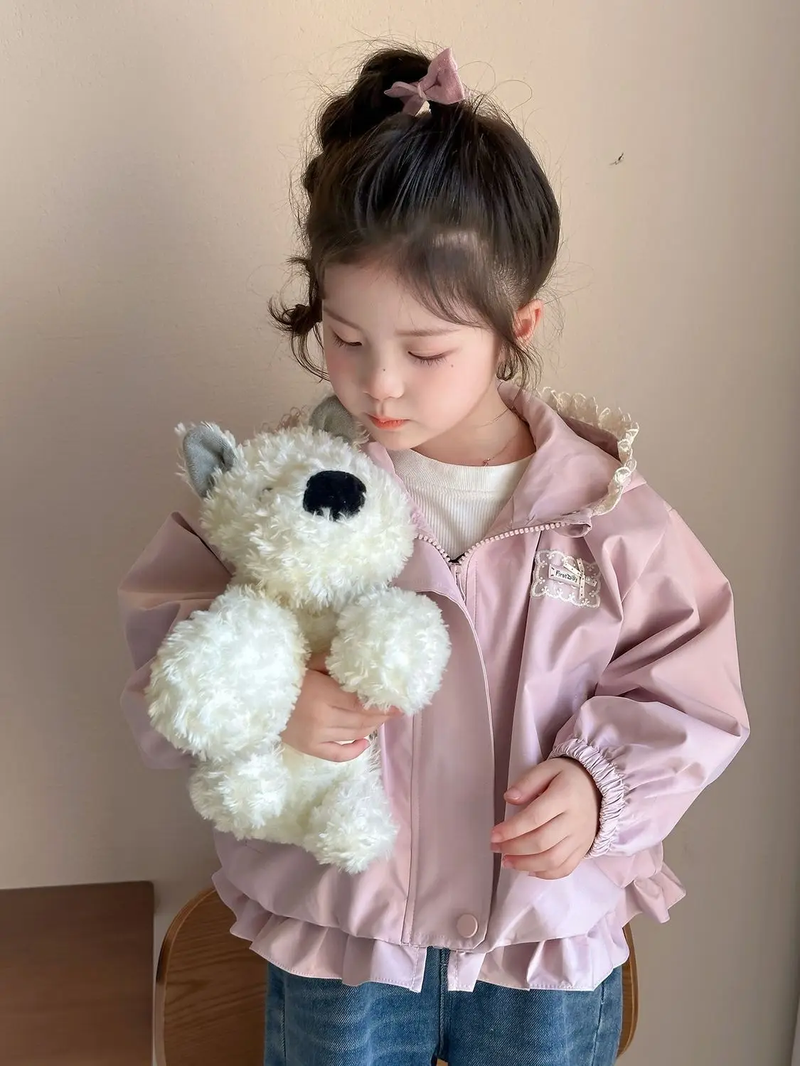 소녀의 재킷 봄과 가을 새로운 스타일 어린이 유행 서양 후드 코트 겉옷