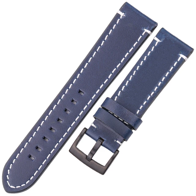 Genuine Leather Watchbands 18mm 20mm 22mm 24mm Black Dark Brown Women Men Cowhide Watch Band Strap Belt With Buckle Blue Black Clasp