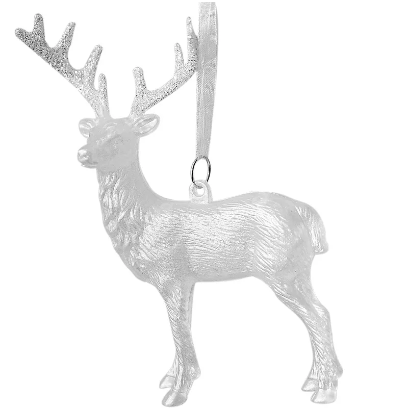 Christmas Tree Hanging Pendants Glitter Crystal Candy Elk Xmas Tree Oranments Merry Christmas Decor New Year White Deer