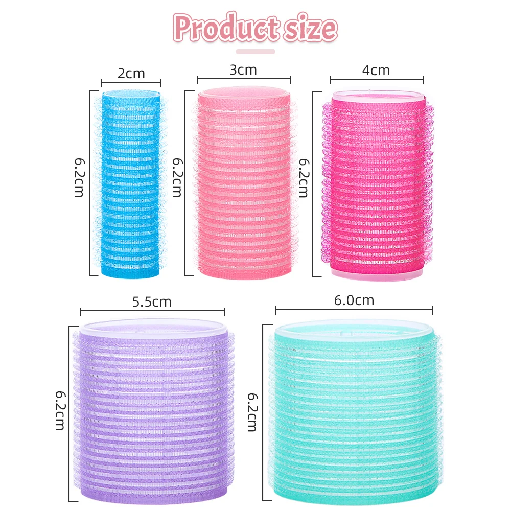 Hair Curling Tools 6Pcs Hair Rollers Self Grip Hook Heatless Roller Salon Dressing Curlers Jumbo Size Sticky Styling