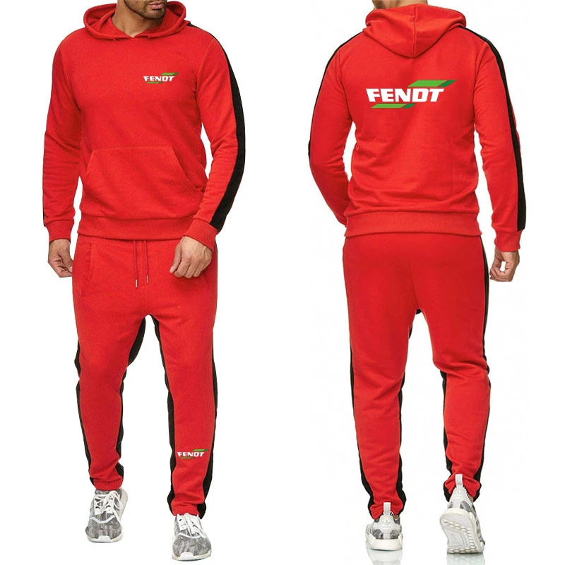 FENDT 2023 men's new hoodie+pants two-piece casual solid color fashion outdoor sportswear suit