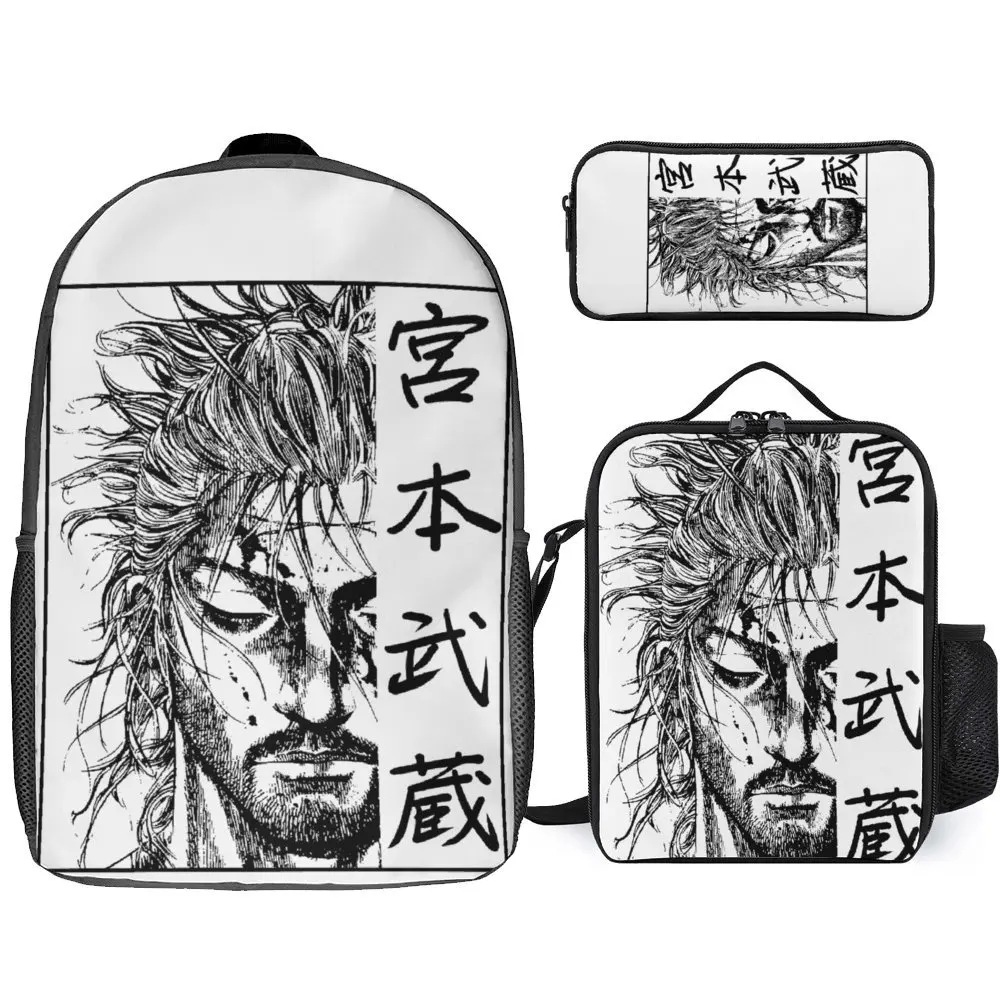 

Vagabond Manga1 для продажи 3 в 1 Набор 17 дюймов Рюкзак Сумка для ланча сумка для ручек безопасный карандаш женский удобный уникальный Пикник