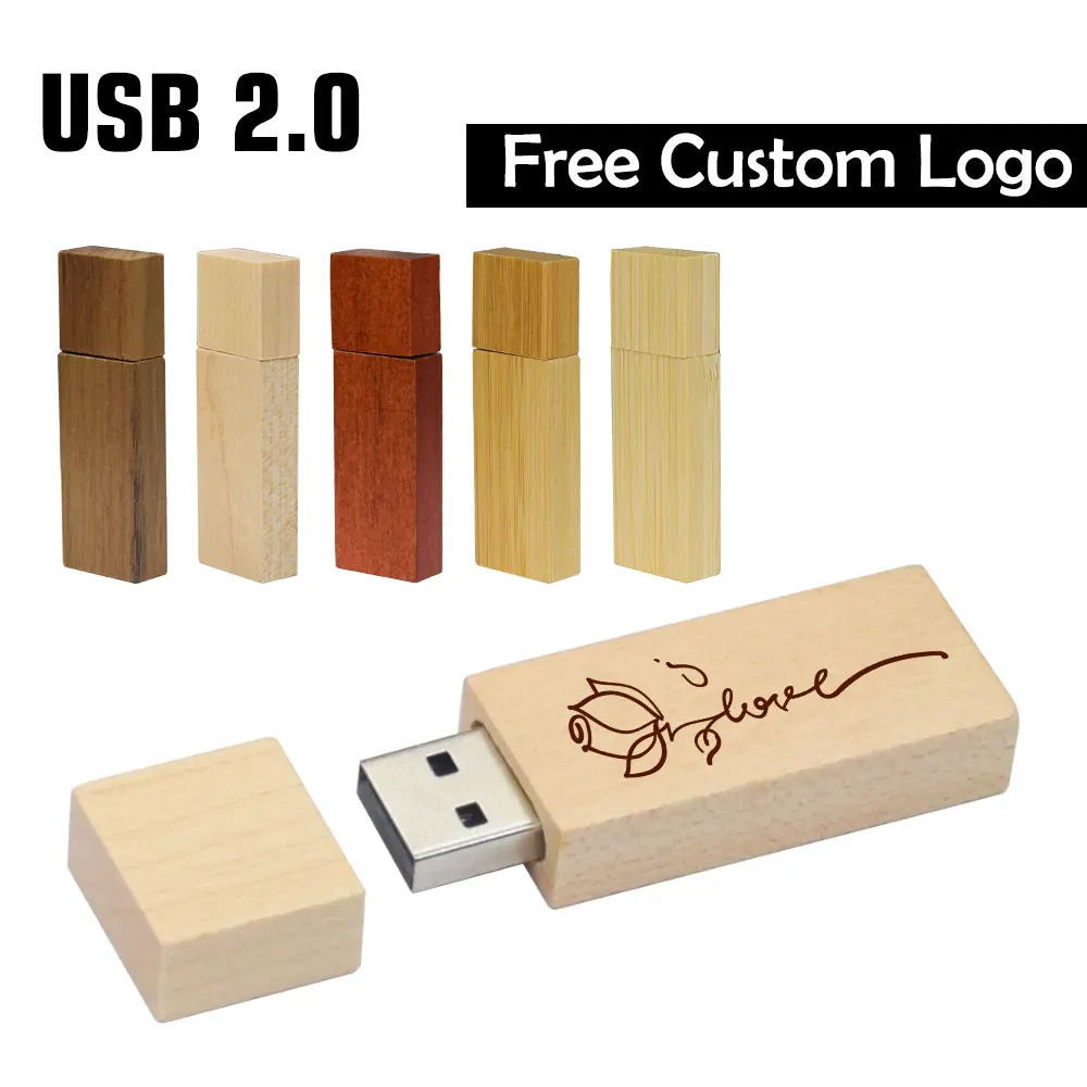 10/30/50pcs 많은 무료 맞춤형 로고 나무 플래시 드라이브 Pendrive 4GB 8GB 16GB 32GB 64GB 128GB Cle USB 2.0 결혼 선물