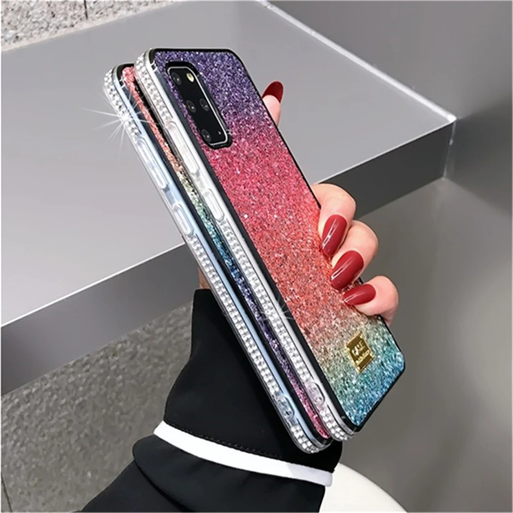 Luxury Shiny Rainbow Glitter Diamond Case For Samsung S22 Ultra S21 Plus S20 S10 Note 20 10 Bling Rhinestone Soft Silico_voghion.com