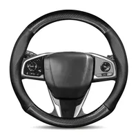 Genuine Leather Car Steering Wheel Cover, Carbon Fiber Grip, All-Season Anti-Slip Breathable Steering Wheel Cover for Vehicles 2