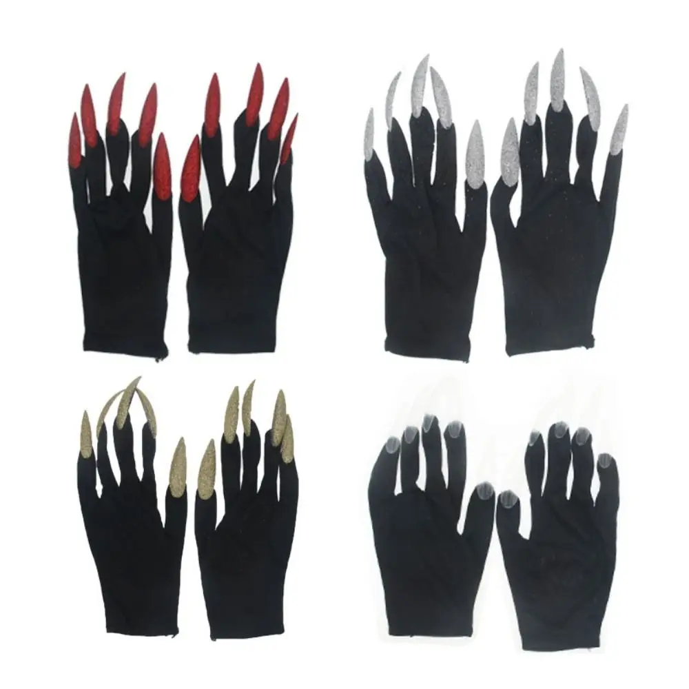 

Halloween Props Ghost Claw Gloves Women Long Nails Full Finger Wrist Gloves Cosplay Theme Party Witch Gloves