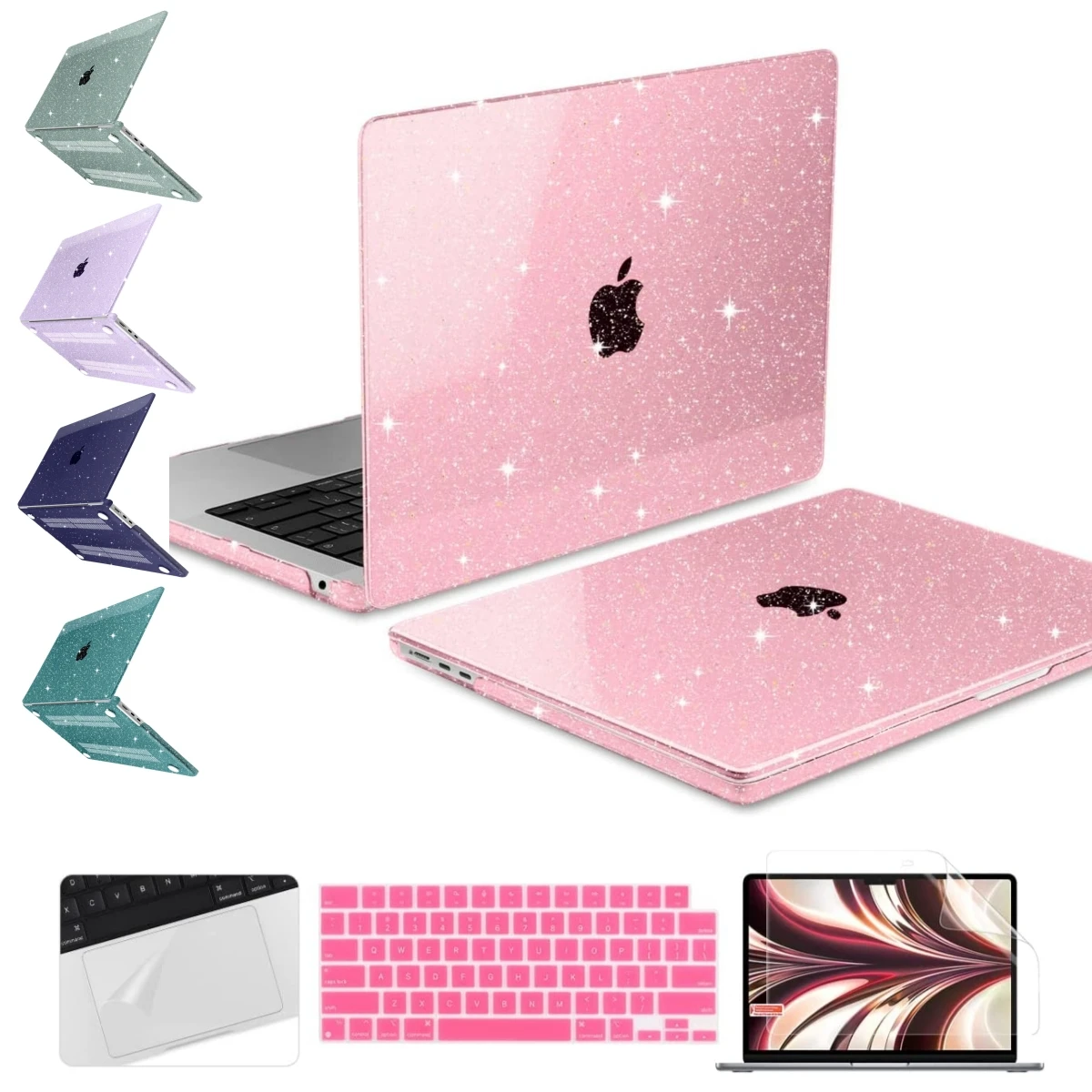 

Shimmering Crystal case for MacBook 2024 M3 Air 15 13 A3113 A3114 M2 2022 2023 A2941 A2681 Pro14 16 A2918 Air 13 M1 A2337 Pro 13