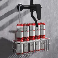 Silver/Black/Grey Hanging Shower Basket with Hooks Large Capacity Bathroom Storage Rack Rustproof Bathroom Hanging Shelf Home 2