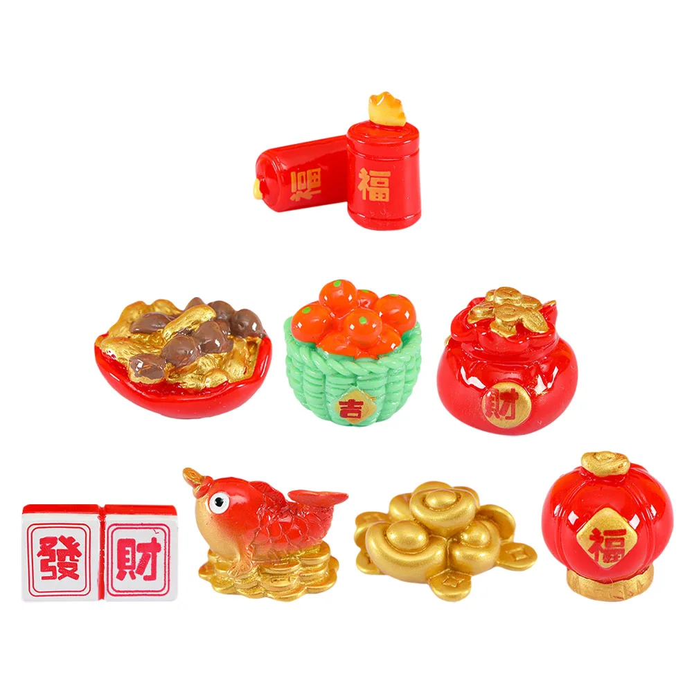 

8 Pcs New Year Decorations Mini Resin Miniatures Statue Crafts Luck Ornament of The Dragon Figurine Figurines Desktop Ornaments