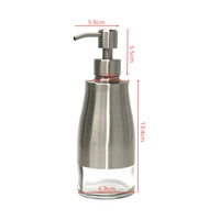 1ชิ้นเครื่องจ่ายสบู่เหลวเหลว304สแตนเลส + ขวดแก้วใสเจลอาบน้ำมือกดห้องน้ำ300มล. 6