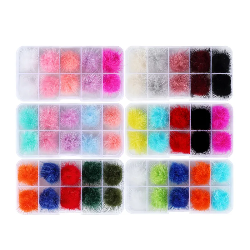 

6PCS/10PCS Magnetic Pompoms Detachable Nail Art Charms Pom Poms Kawaii Fluffy Fur Mink Jewelry Nail Decorations Accessories DIY