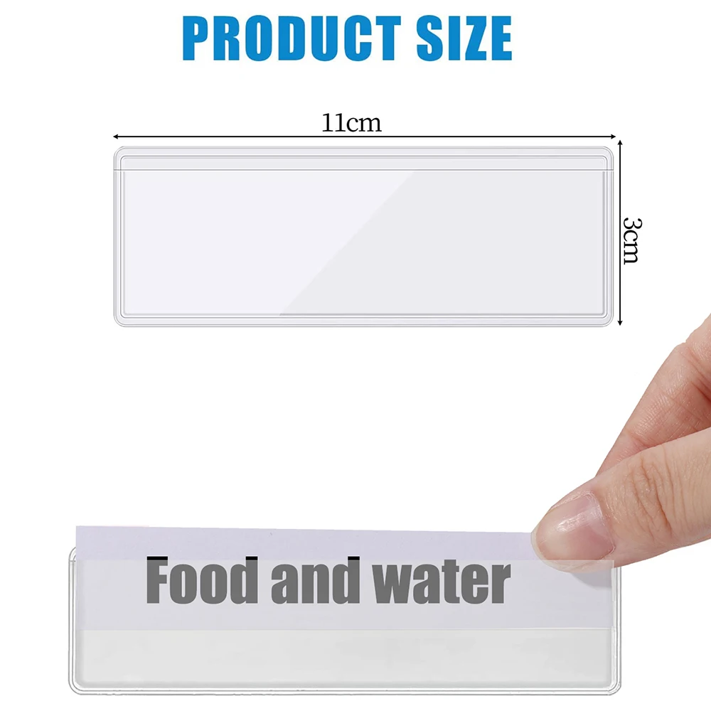 4/32Pcs Label Holders Adhesive Shelf Tag Index Card Pockets Plastic Drawers File Storage Bins Label Holder for Office Kitchen 6