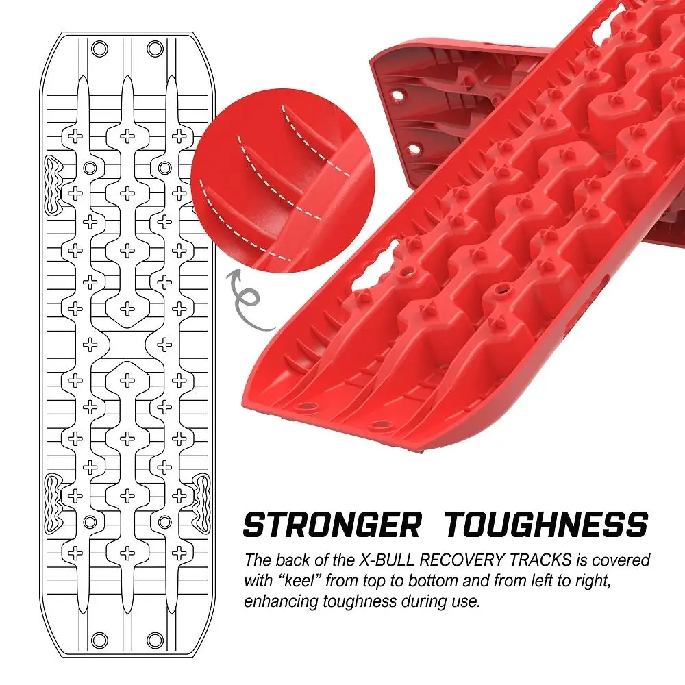 X-BULL Recovery tracks Sand tracks 2pcs 10T Sand / Snow / Mud 4WD Gen 3.0-Red