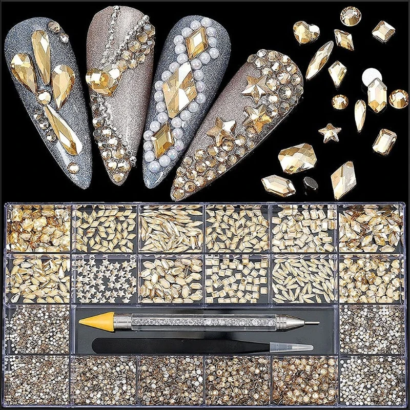 

Nails Art Rhinestones Glitter Irregular Bead 3D FlatBack Studs Dotting Pen Tool Manicure Kits Art Jewelry