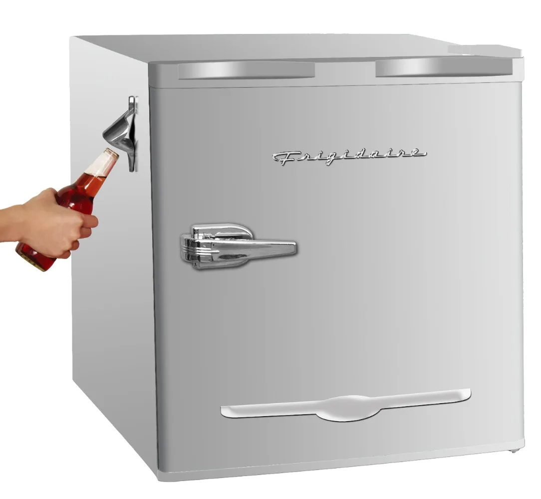 

Мини-холодильник Frigidaire 1,6 кубических футов в стиле ретро с боковой открывалкой для бутылок, компактный/портативный холодильник с лунным светом