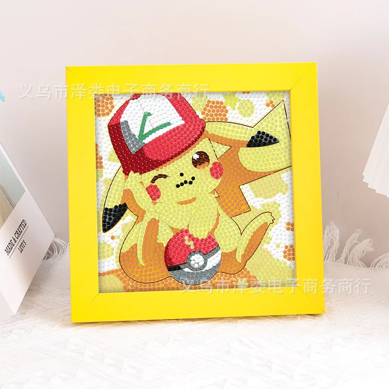 Kawaii Pokemon Pikachu Painting Diamond Drawing Sticker Frame Kids Handmade Kits  Art Diy Diamond Drawing Patch Gift For Children - AliExpress