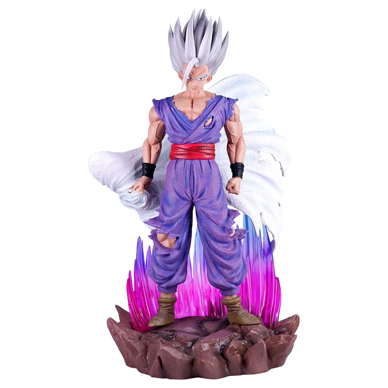 

39cm Dragon Ball Super Saiyan GK Beast cloak White God gohan luminescent statue PVC Action Figure Collectible Model Toy boxed