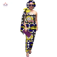 

Sexy Patchwork Skirt Suit for Women One Shoulder Ruched Top and Ankle Length Skirt Spring Summer Lady Danshiki Skirt Sets WY4602