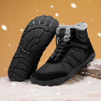 Winter Snow Boots Barefoot Hiking Shoes Waterproof High-Top Booties Anti Slip Minimalist Five Finger Boots for Hiking Climbing 4