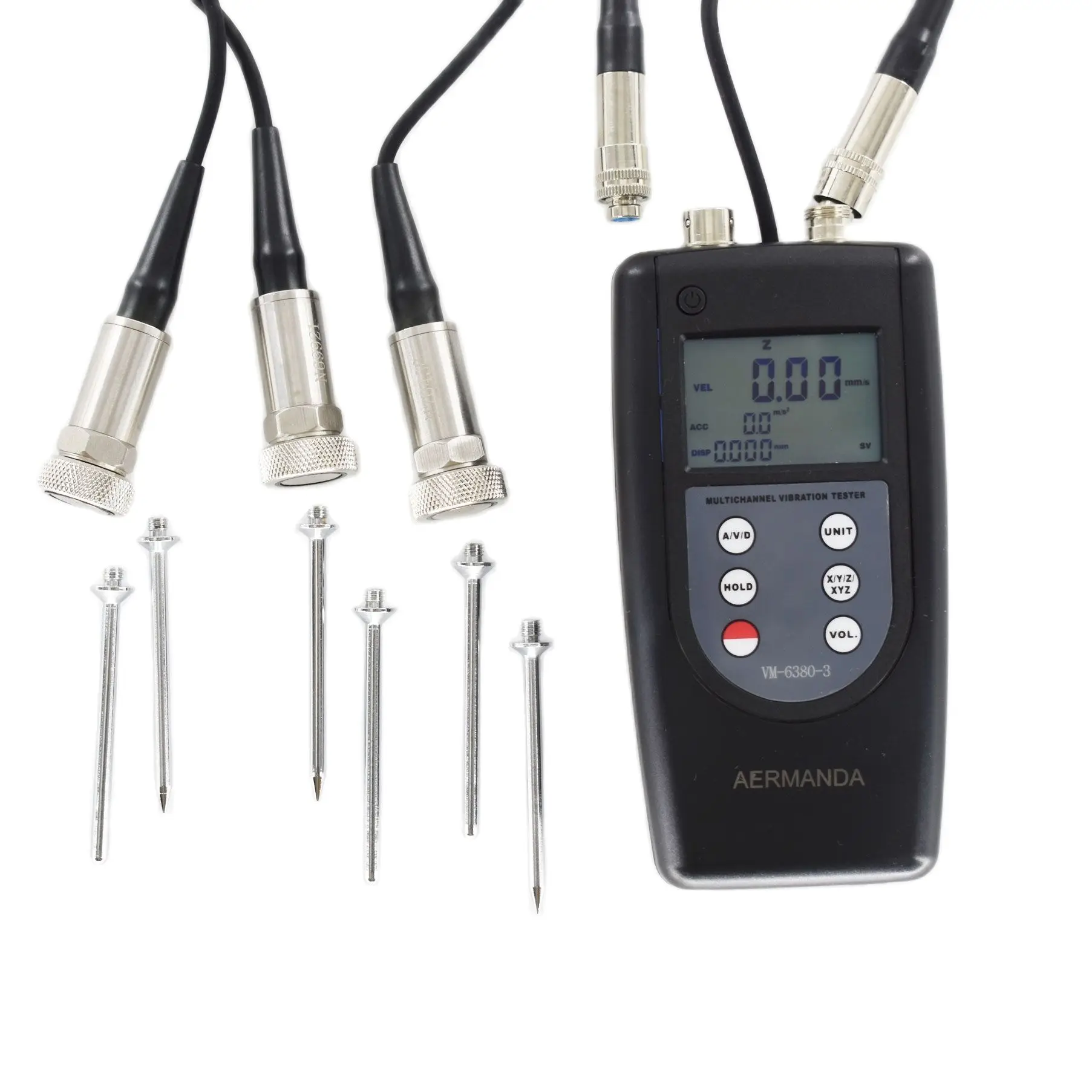 3D Vibration Tester 3 Channels VM-6380-3 Digital Vibrometer 0.01-400mm/s True RMS 3