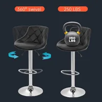 Bar Stools Set of 2 ，Barstools Swivel Stool Height Adjustable Bar Chairs with Back PU Leather Swivel Bar 4