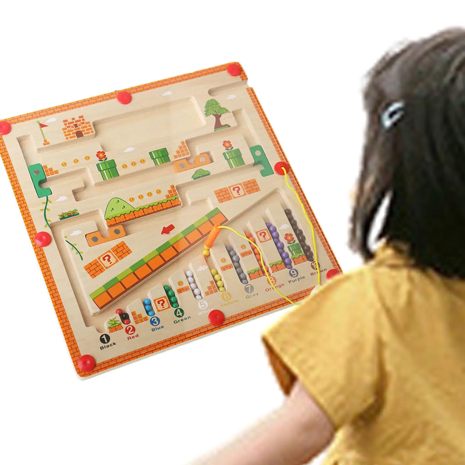 

Maze Magnetic Puzzle Game Color Recognition Wooden Busy Board Busy and Entertained Development Toy Girls Boys Ages 3-5 Children