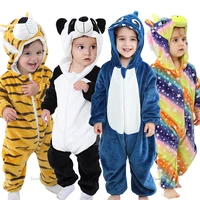 Baby Boys Girls Animal Costumes Cute Cartoon Flannel Baby Romper Duck Unicorn Panda Pajamas Cotton Baby Jumpsuit Kigurumi Outfit