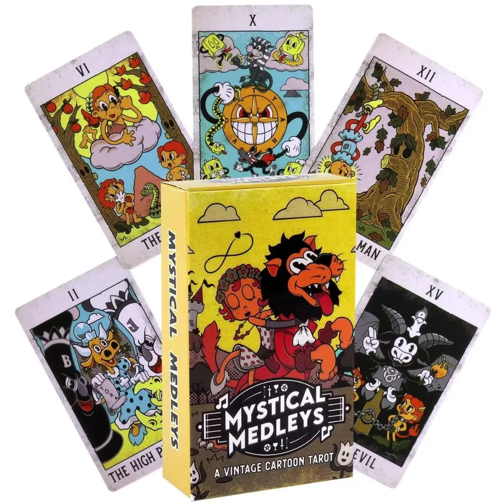 10.3*6cm Mystical Medleys Tarot Deck: A Vintage Cartoon Tarot Deck 78 Pcs Cards 2