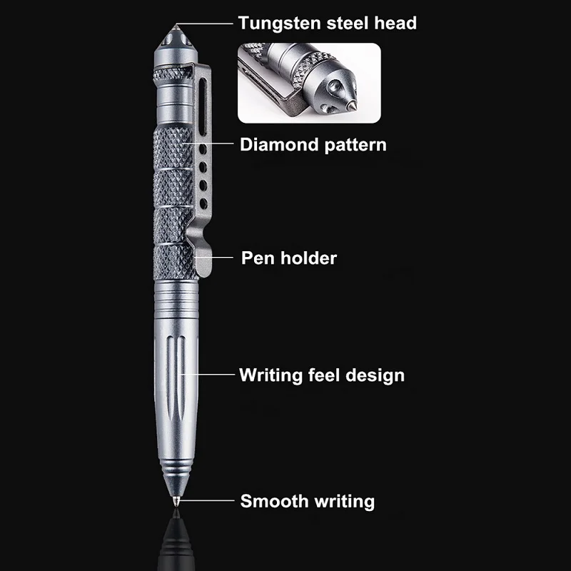 Defense Tactical Pen Metal Tactical Pen School Student Office Ballpoint Pens Emergency Glass Breaker Self EDC Survival Tool