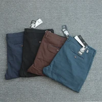 plus Size Men's Casual Pants Straight Leg Loose Fit Elastic Busin Long Trousers Spring Autumn Cotton Polyester Spandex