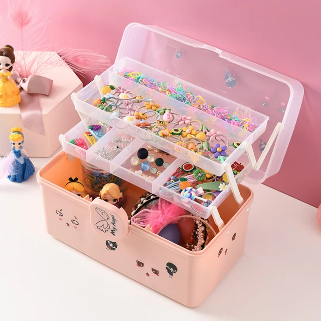 Children's Hair Accessories Storage Box Girl Baby Rubber Band Headdress  Transparent Dust-proof Jewelry Organizer Portable