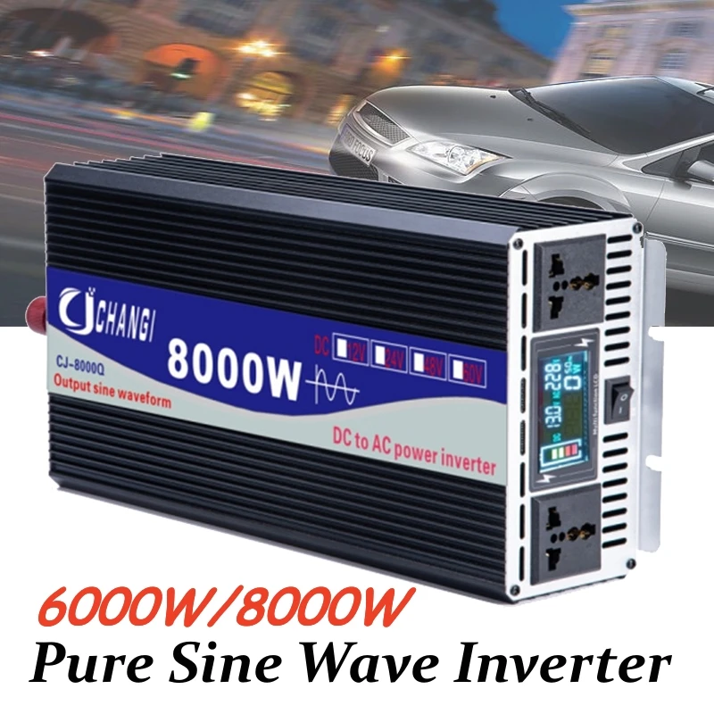

Инвертор немодулированного синусоидального сигнала, 6000 Вт, 8000 Вт, 12 В, 24 В, 48 В переменного тока, 220 В, 50 Гц, 60 фотоинвертор солнечной энергии для автомобиля