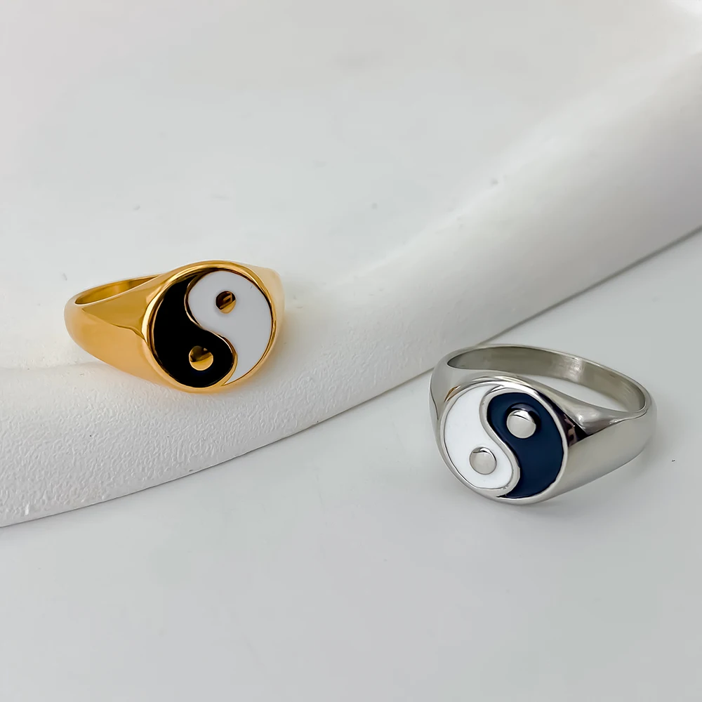 Stainless steel Yin Yang Bagua diagram ring Men's Women's Engagement jewelry, finger rings,fashion rings,engagement rings,stainless steel rings,metal rings