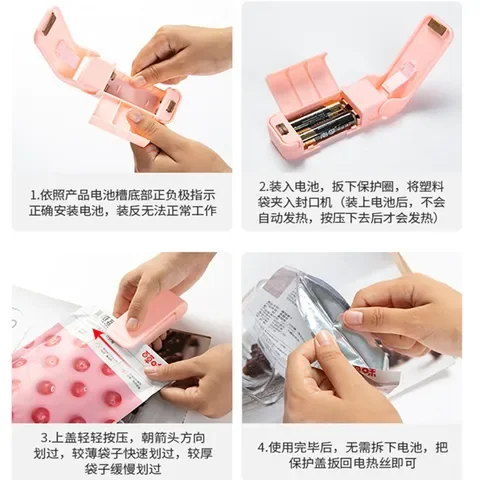 

New Mini Bag Sealer Portable Food Sealer Snack Bag Clip Hot Sealer Candy Blend Color Home Kitchen Store for Package Bags