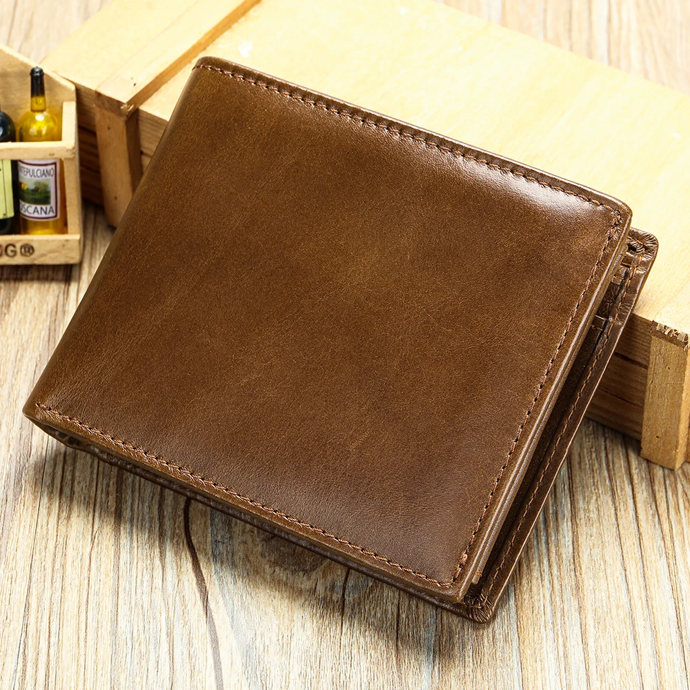 WESTAL Handmade Cowhide Leather Men's Anti-Theft Wallet with Large Capacity