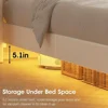 Full Size Floating Bed Frame,Upholstered PU Leather Platform Bed with Charging Station & Button Tufted Headboard Storage 6