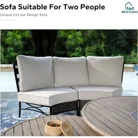 Patio Furniture Set, 8 Seats Half-Moon Curved Outdoor Sectional Sofa Conversation Set, Woven Rattan Patio Couch 2